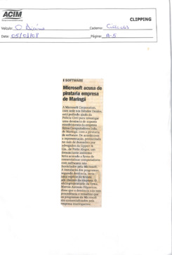 ACIM Clipping Janeiro 2008